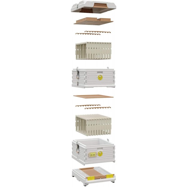 Apimaye Ergo Plus 10 Frame Langstroth Insulated Bee Hive Set with Plastic PRO Frames (White)