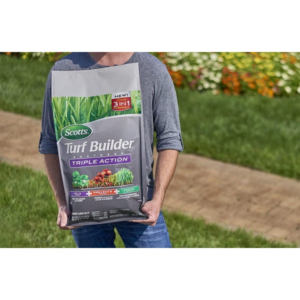 Scotts 26008A Turf Builder Southern Triple Action, 26.84 lb. - Kills Dollarweed and Clover, Prevents and Kills Fire Ants, Feeds and Strengthens Lawns - Covers up to 8,000 sq. ft.,Brown/A
