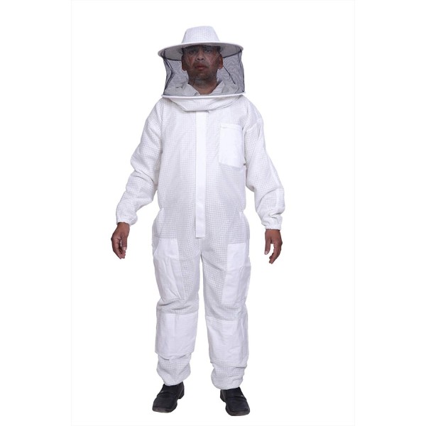 BeeAttire Ventilated Bee Suit 3 Layer Mesh Bee Protection New Light weight Ultra breeze Maximum protection for Professional Beginner beekeeper YKK zippers Full Beekeeping Costume with round hood (7XL)