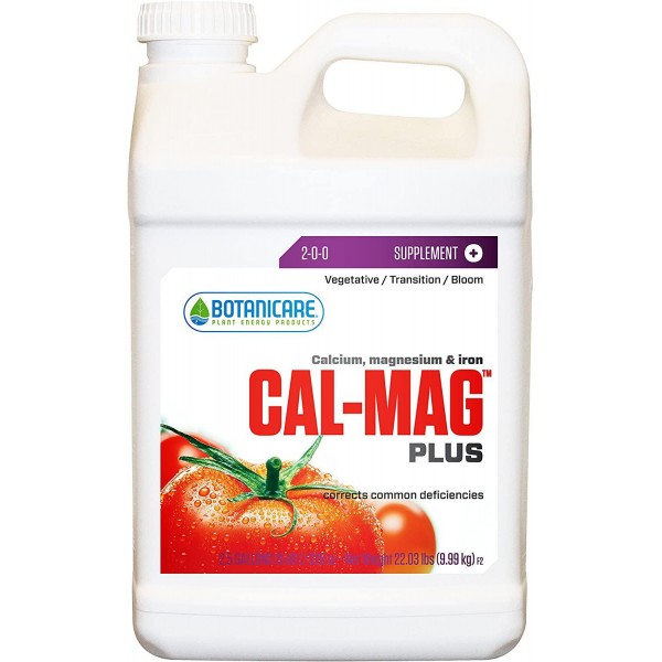 Botanicare BCCM2.5 Cal-Mag Plus, A Calcium, Magnesium, and Iron Supplement, Corrects Common Plant Deficiencies Add to Water Or Use As A Spray, 2-0-0 NPK, 2.5 Gallon