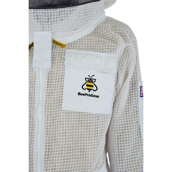 Protective Bee 3 Layer Ultra Ventilated Safety Protective Unisex White Fabric Mesh Beekeeping Jacket Beekeeper Bee Suit Outfit Fency Veil-S