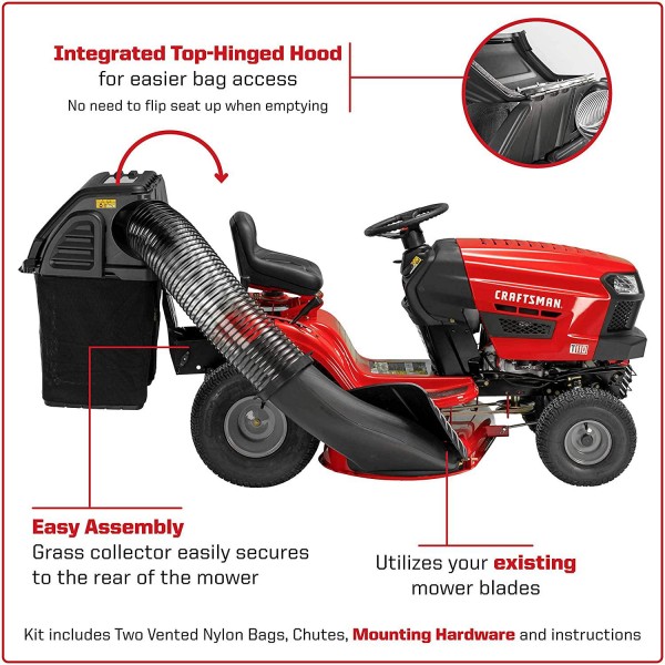 Craftsman CMXGZAMA30031 42-Inch and 46-Inch Lawn Mower Double Bagger Attachment
