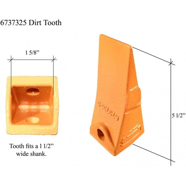 Digger Supply 7 Bobcat Style Skid Steer, Mini Excavator Bucket Teeth 6737325, Bolt-On Flush Mount Shanks, 6737324(3