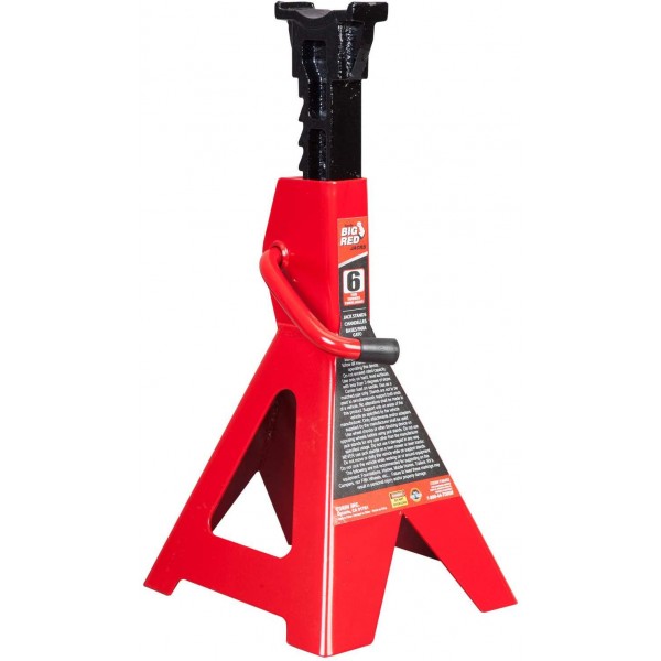 BIG RED T46202 Torin Steel Jack Stands: 6 Ton (12,000 lb) Capacity, Red, 1 Pair