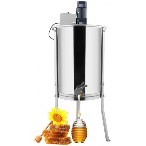 VINGLI Electric 4 Frame Honey Extractor Separator,Food Grade Stainless Steel Honeycomb Spinner Drum with Adjustable Height Stands,Beekeeping Pro Extraction Apiary Centrifuge Equipment
