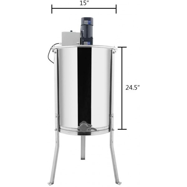 VINGLI Electric 4 Frame Honey Extractor Separator,Food Grade Stainless Steel Honeycomb Spinner Drum with Adjustable Height Stands,Beekeeping Pro Extraction Apiary Centrifuge Equipment