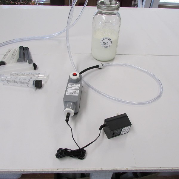 Milk Machine Vacuum-Manual Pulse 1/2 Gallon 2 Teat Goat Sheep Cow 12 Volt with Power Supply Patent US9,635,830 B2