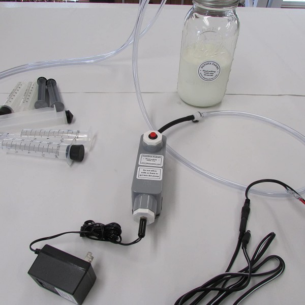 Milk Machine Vacuum-Manual Pulse 1/2 Gallon 2 Teat Goat Sheep Cow 12 Volt with Power Supply Patent US9,635,830 B2