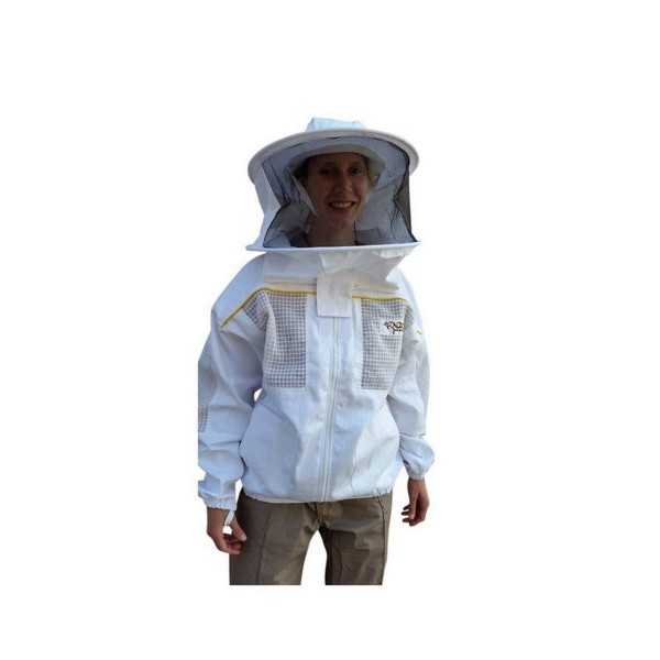 OZ ARMOUR Ventilated Poly Cotton Jacket Extra Cool Beekeeper Costume Kit with 2 Hoods Fencing/Folding & Round Brim Hat (3X-Large)