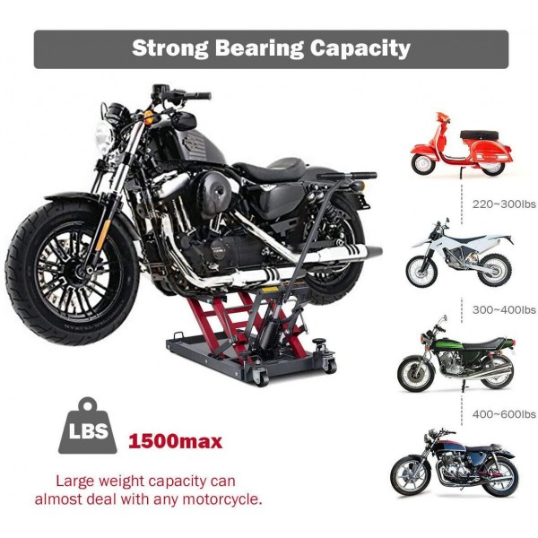 Goplus Motorcycle ATV Hydraulic Scissor Lift Jack Stand Quad Dirt Street Bike Hoist 1500 Lbs