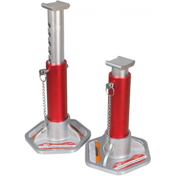 BIG RED T43004 Torin Aluminum Jack Stands with Locking Support Pins: 3 Ton (6,000 lb) Capacity, Red/Silver, 1 Pair