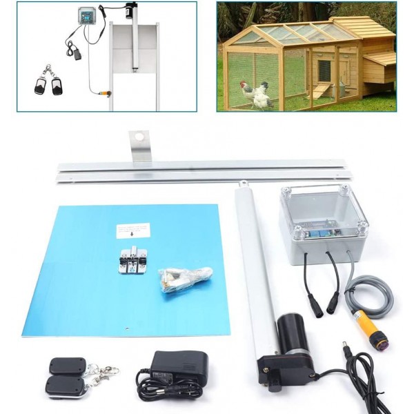 DYRABREST Chicken Coop Door Automatic Opener Kit 12V Safety Sensor Timer Operated Rainproof Outdoor with Timer Controller for Chicken Coops and Ducks