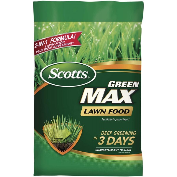 Scotts Green Max Lawn Food - Lawn Fertilizer Plus Iron Supplement Builds Thick, Green Lawns - Deep Greening in 3 Days - Covers 10,000 sq. ft.