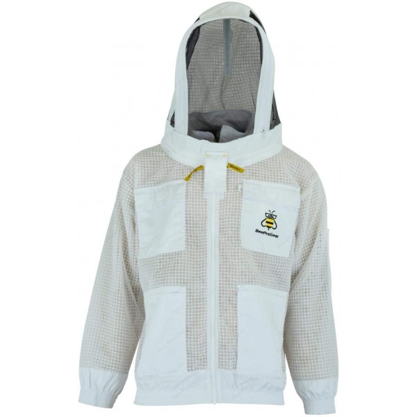 Bee Jackets JFV 3X Layers Safety - Unisex White Fabric Mesh Beekeeping Jacket - Beekeeping Fencing Veil Protective Clothing - Fully Ventilated Bee Keeping Jacket