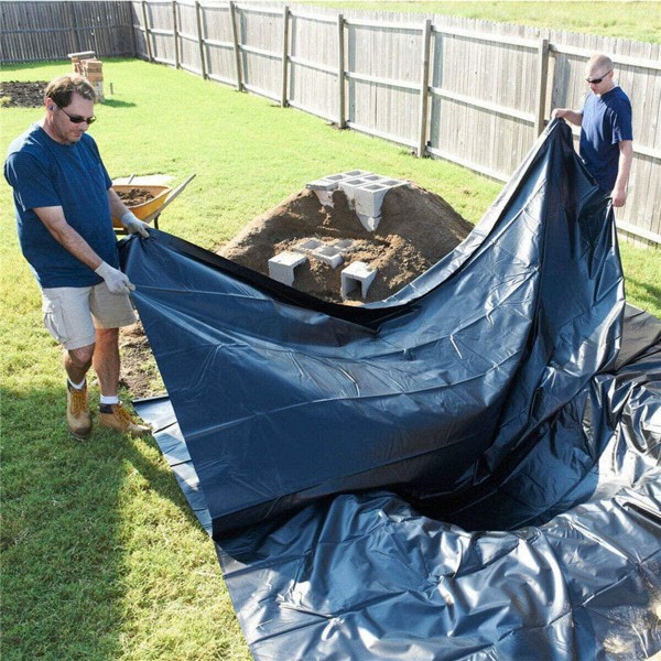 jxgzyy 20 Mil Rubber Pond Liner - 16.4 ft x 19.7 ft HDPE Black Pond Skins Liner for Fish Ponds, Streams Fountains and Water Gardens