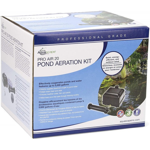 Aquascape Pro Air 20 Pond Aerator and Aeration Kit with Tubing and Self-Cleaning Diffuser, Out-door Rated| 61009
