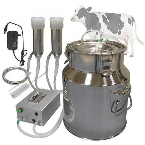 Hantop Cow Goat Milking Machine, Pulsation Vacuum Pump Milker, Automatic Portable Livestock Milking Equipment (14L,for Cow)