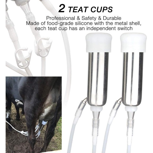 Hantop Cow Goat Milking Machine, Pulsation Vacuum Pump Milker, Automatic Portable Livestock Milking Equipment (14L,for Cow)