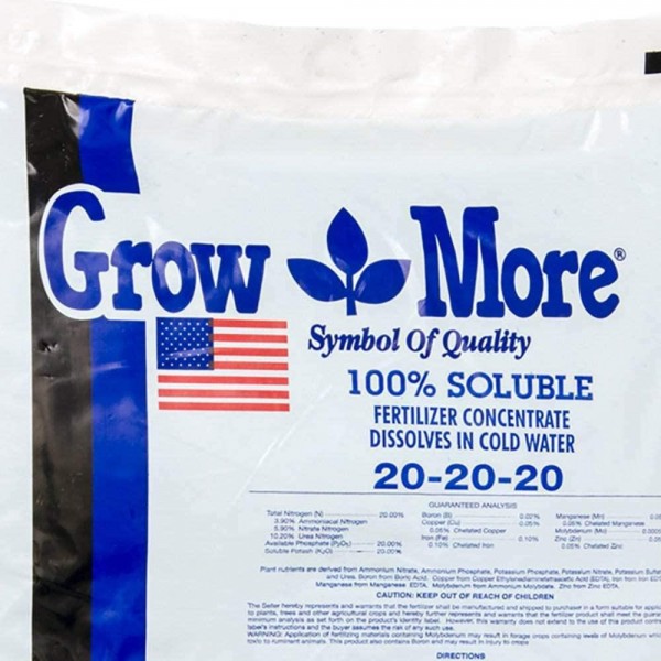 Grow More 5010 All Purpose Fertilizer 20-20-20, 25-Pound