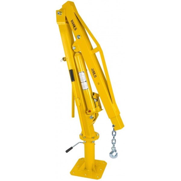 JEGS Swivel Lift Crane | 1,000 LBS Capacity | Mounts to Pick-Up Truck Bed With 8 3/4 “ Bolts | 34.5” to 50.5” Working Boom Range | Lifting Range 0” - 77” | 360 Degree Swivel