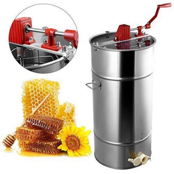 ReunionG Honey Extractor 2 Frame Stainless Steel Large Beekeeping Equipment