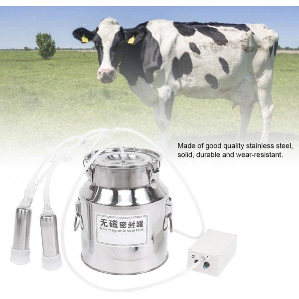 Milker Machine, 14L Home Electric Pulsation Milking Machine with High Power Adjustable Speed Vacuum Pump, Suitable for Cow Cattle Goat Sheep(Cow US Plug)