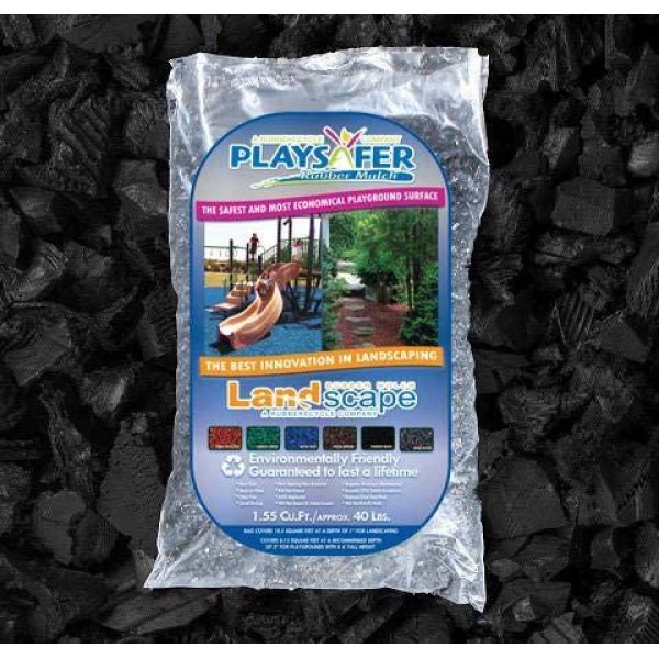 Playsafer Rubber Mulch Nuggets Protective Flooring for Playgrounds, Swing-Sets, Play Areas, and Landscaping (1,000 LBS - 39 CU. FT, Black)