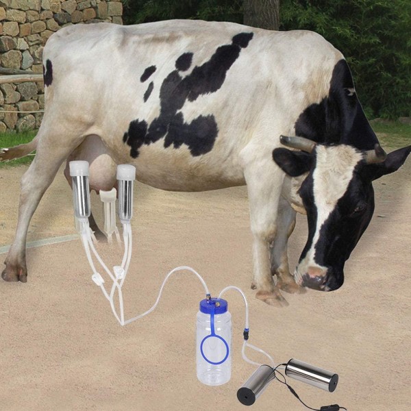 HEEPDD Electric Milking Machine Kit, 2L Minitype Milker Machine with 2 Pumps & Brush Portable Stainless Steel Milker for Goat Sheep Cow（100V-120V）
