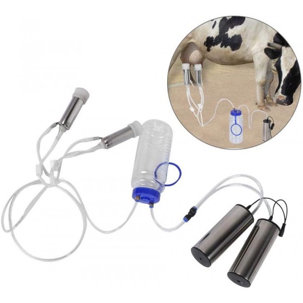 Electric Milking Machine Kit, Portable Stainless Steel Milker with 2 Pumps & Brush 2L Minitype Milker Machine for Goat Cow (100-240V)