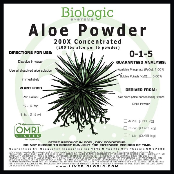 Aloe Powder 200X Concentrated (0-1-5) (1 lb.)
