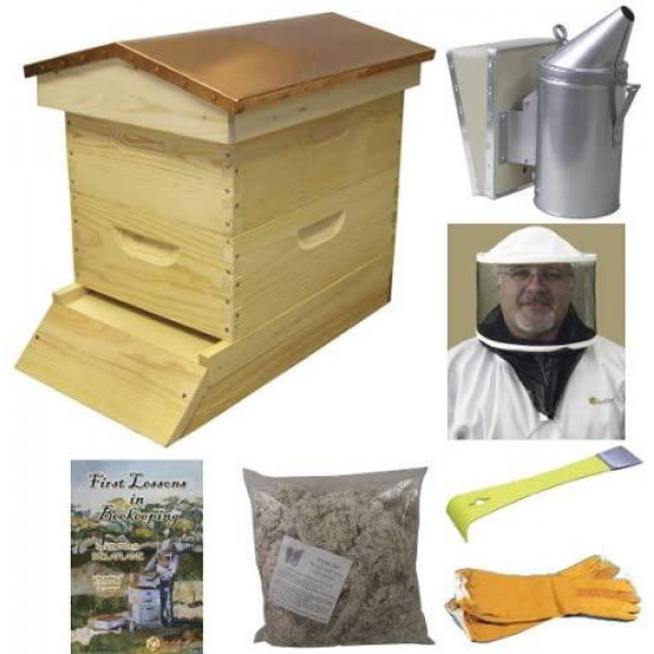 Bee Hive - Garden Hive Bee Hive Starter Kit (Fully Assembled - Wood) with Beekeeping Supplies - Perfect Copper Top Beehives for Beginners and Pro Beekeepers - Beekeeper Kits for Honey Bees