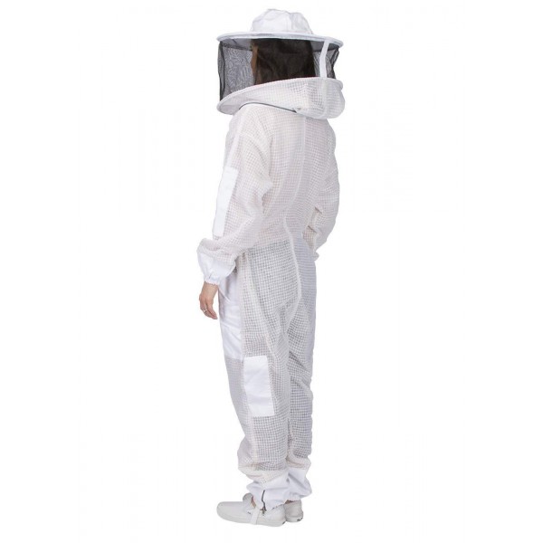 Ventilated Beekeeping Suit and Bee Family Stickers - YKK Metal Zippers - Men & Women - Total Protection - Self-Supporting Round Veil for Beekeepers - Easily Take On & Off - 8 Pockets (Medium)