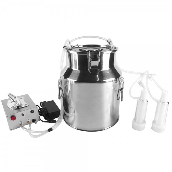 S SMAUTOP 14L Electric Pulsation Milking Machine Single Bucket Piston Vacuum Pulsation Milking Machine Goat Milking Supplies for Cows Cattle or Sheep Optional (Use US Plug)