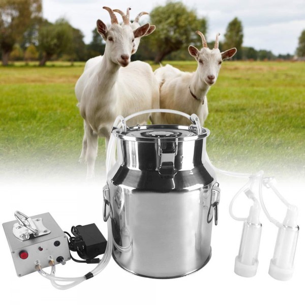 S SMAUTOP Milking Machine Kit for Sheep Portable Electric Milker Milking Machine, Automatic Portable Livestock Milking Equipment, Adjustable Vacuum Pump Food Silicone Grade Hose 14L
