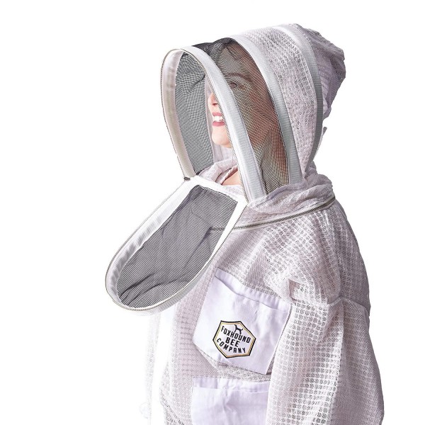 Full Size Ventilated Beekeeping Suit for Men and Woman with Sting-Proof, Triple Layer Fabric, Removable Fencing Hood with Easy Open Veil and One Piece Step in Design (Small)