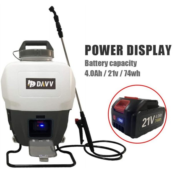 HPDAVV - 4 Gallon - Battery Powered Backpack Sprayer - Portable Cordless Electric Lawn & Garden Spray