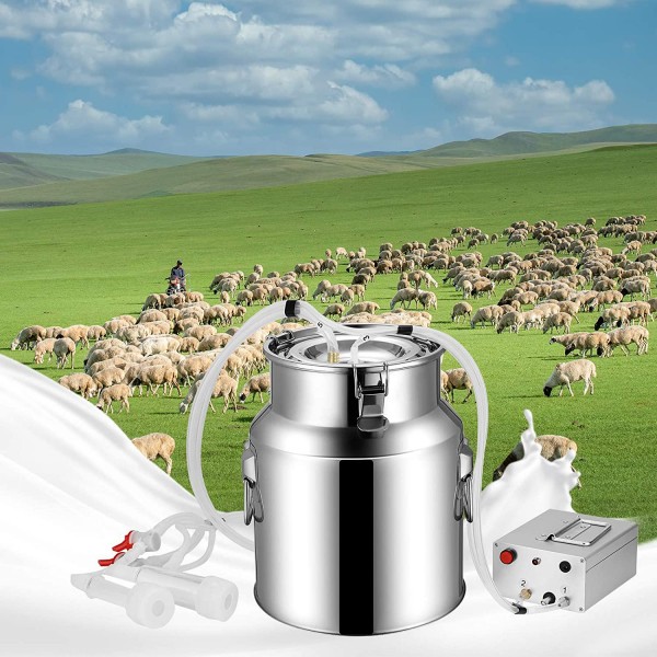 SEAAN 14L Cow Goat Milking Machine Electric,Portable Electric Milking Machine,Milk Machine Pulsation Vacuum Pump Milker, Adjustable Vacuum Pump
