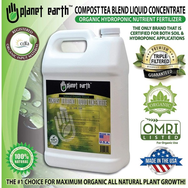 Planet Earth Natural Organic Based Compost Tea. The Ultimate Organic Fertilizer - Triple Filtered Liquid hydroponic Nutrient (5 Gallon)