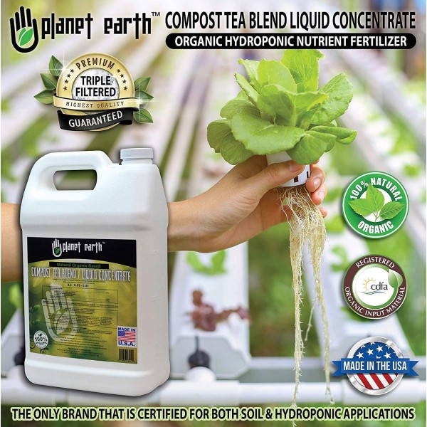 Planet Earth Natural Organic Based Compost Tea. The Ultimate Organic Fertilizer - Triple Filtered Liquid hydroponic Nutrient (5 Gallon)