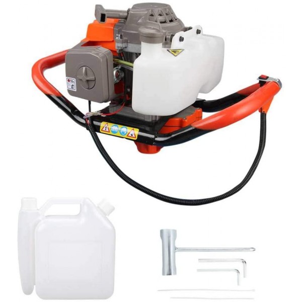 Anbull 48F Dually 1 or 2-Person Earth Auger Powerhead - 72cc 2-Cycle Viper Engine with Translucent Fuel Mixing Tank