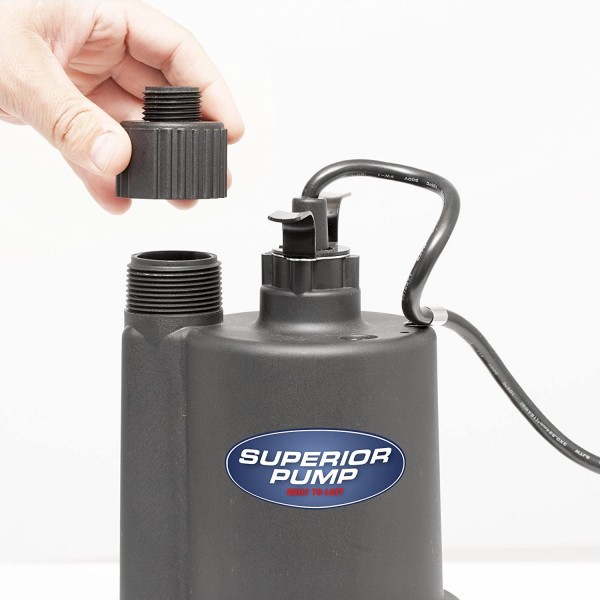 Superior Pump 91012 12 Volt Utility Pump with 20-Foot Cord, Black