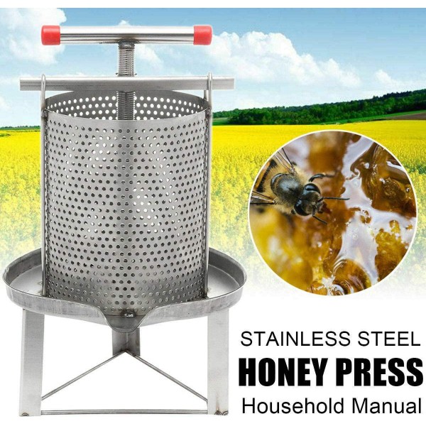 Manual Oil Bee Honey Press Presser Wax Honey Press Extractor 304# Stainless Steel Tool Diameter 24cm