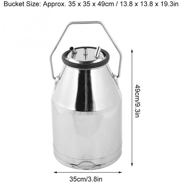 Portable Farm Milking Can, Stainless Steel Milking Machine Bucket Tank 6.6 gallons Milk Transport Barrel Oil Wine Canister Tank