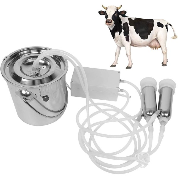 Safe Stainless Steel Portable Milking Machine, Electric 100‑240V Milking Machine, Impulse Cow Milking Cow for(U.S. regulations)