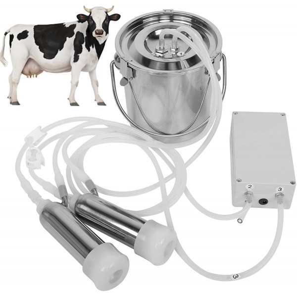 Safe Stainless Steel Portable Milking Machine, Electric 100‑240V Milking Machine, Impulse Cow Milking Cow for(U.S. regulations)