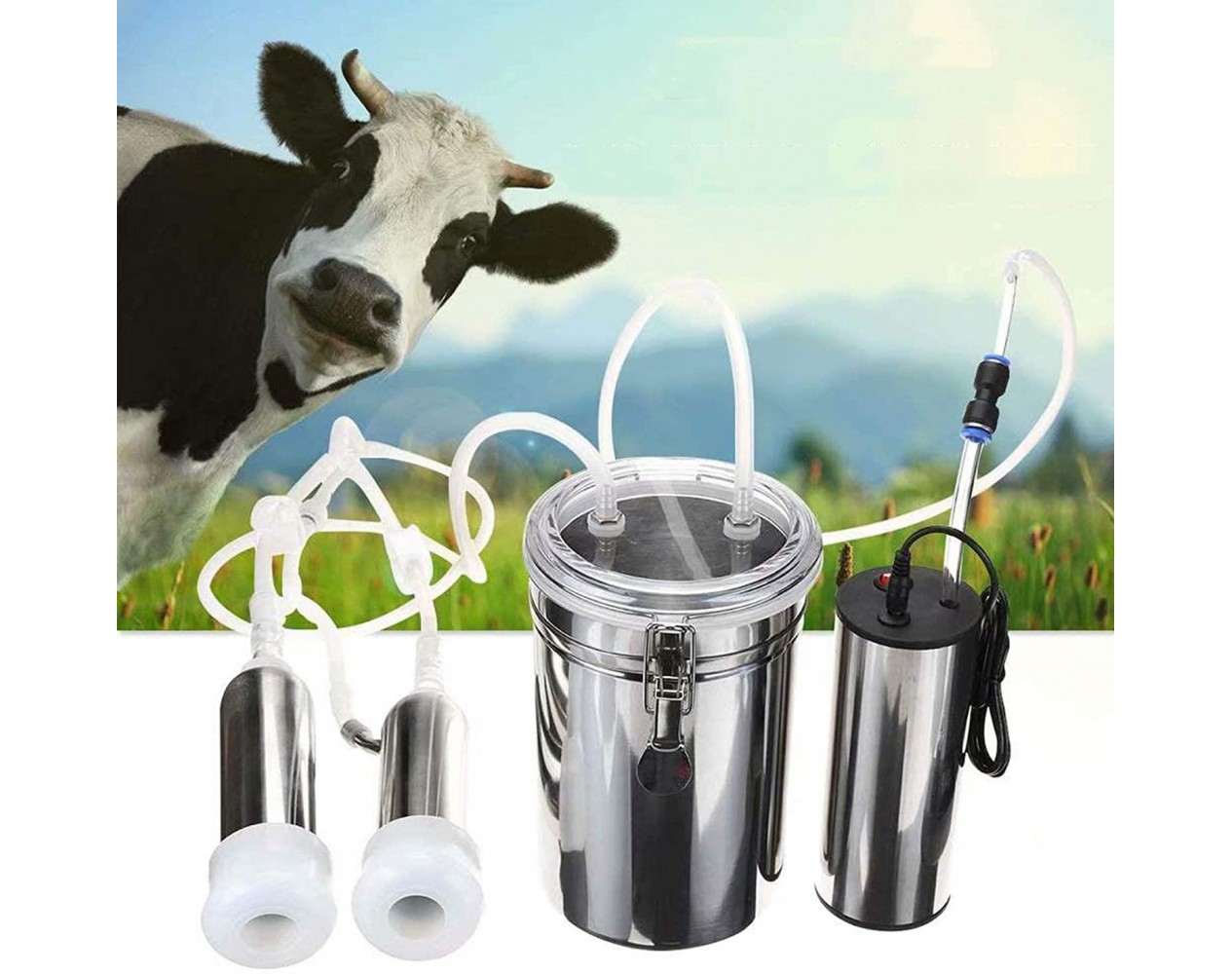 COW MILKING UNITS TY 2-PK Milking unit for 2 cows with 40 l Stainless steel Pro 