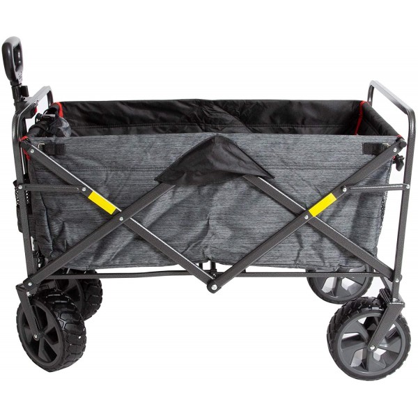 MacSports XL Collapsible Folding Outdoor Utility Wagon | Extra Deep Heavy Duty Cart with Wheels for Shopping, Gardening, Tailgating | 32.5” L x 18” W x 12.5” H Interior with Cargo Net