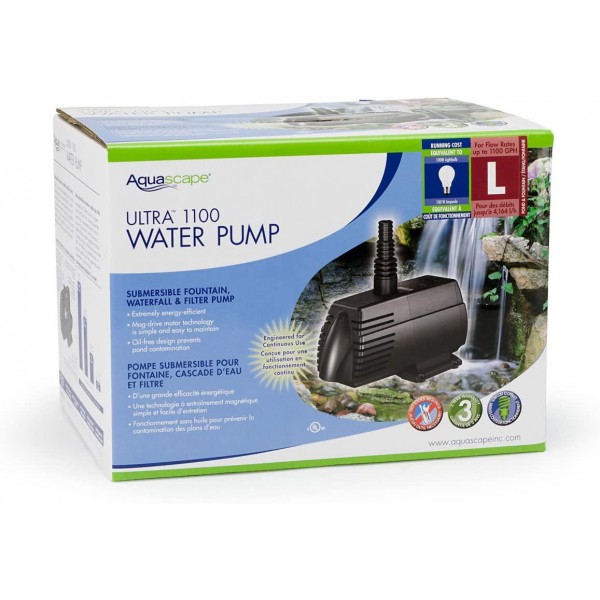 Aquascape 91008 Ultra Pump 1100 for Small Ponds, Fountain, Waterfalls, and Filters, 1,110 GPH