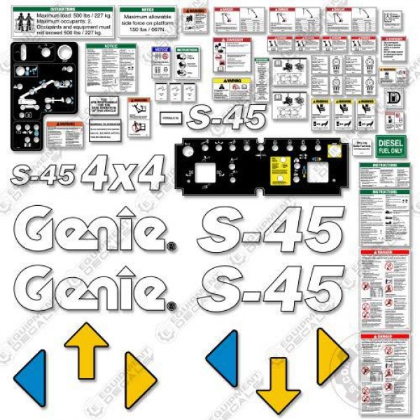 Genie S-45 Decal Kit Vertical Boom Lift -  Vinyl!
