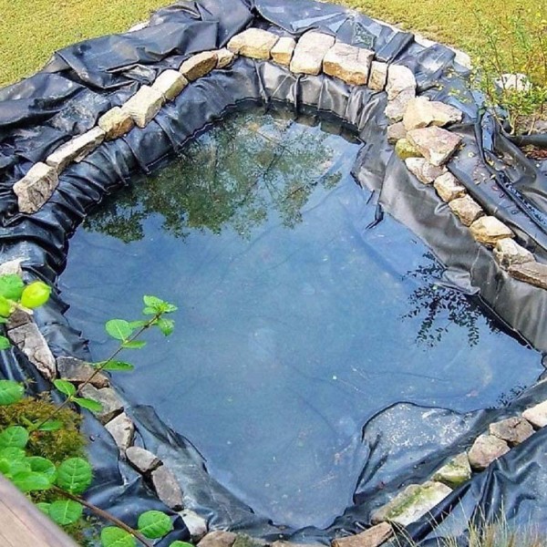 INTBUYING 20 ft 30 ft Pond Liner Products HDPE Black for Koi Ponds, Streams Fountains and Water Gardens
